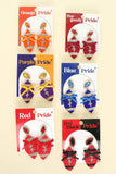 SP Sophia Collection - Gameday Football with Bow Crystal Beaded Dangle Earrings: Purple Yellow