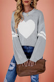 Suhkasana - Pink Heart Contrast Knit Sweater Womens Valentine Pullover Size: L