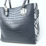 YOUZEY - Crossbody Tote Python Print 3 Piece Set: Gray