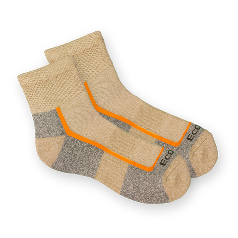 Cutieful - Ecosox Diabetic Half-Cushioned Quarter Hiker - Medium: Tan/Grey-0