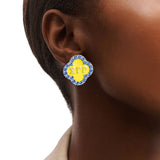 PinktownUSA - Blue Gold Sorority Studs: - / Rhodium / 1 x 1 inches