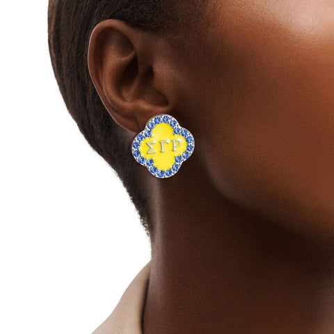 PinktownUSA - Blue Gold Sorority Studs: - / Rhodium / 1 x 1 inches