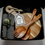 Theba Handmade - Luxury Gift Box- Round Acacia Simple: Yes / #1 / Black Initial Gift Tag