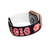 PinktownUSA - DST Sorority Black 1913 Watch Band Strap Women: Black / Rhodium / Adjustable