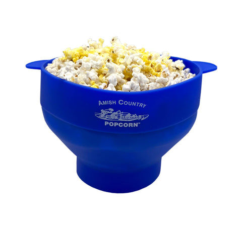 Amish Country Popcorn - Silicone Microwave Popper: Blue