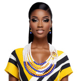 PinktownUSA - Necklace Mix Blue Gold Pearl Sigma Set for Women: Gold and Blue / Pearl / 20 + 4 inches