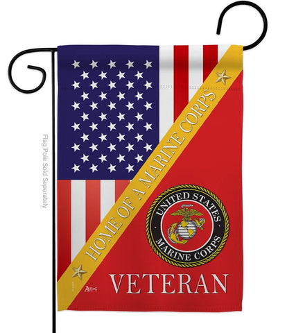 Two Group Flag Co - Home of Marine Corps Armed Forces Military USA Veteran Flag: Garden Flag 13" x 18.5" Only / Double Sided-Thick Fabric