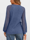 Suhkasana - Ribbed Knit Pullover with Hollow Lace Sleeve Detail: Size:  XL