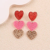Suhkasana - Valentine Glitter Heart Acrylic Statement Earrings