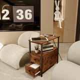 Three Star IM/EX Inc. - 24X12X24 BROWN SIDE TABLE W/ DRAWERS & ELEC. OUTLETS