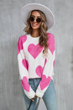 Suhkasana - Valentine Heart Knit Sweater Pink Red Pullover Size: XL