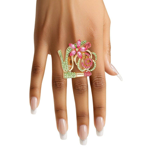 PinktownUSA - AKA Luminous Lipstick High Heel Pink Green Ring: Color: Pink and Green / Plating: Gold / Size: Stretch to Fit