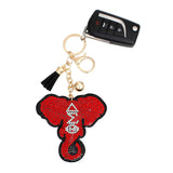 PinktownUSA - DST Sorority Elephant Head Red Padded Keychain: Red and White / Gold / 7 x 3.45 inches