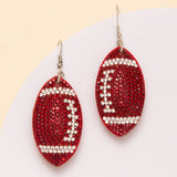 SP Sophia Collection - Two-Tone Rhinestone Pave Football Dangle Earrings: Orange Blue