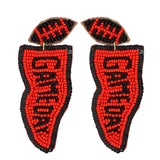 SP Sophia Collection - Game Day Letter Beaded Sequins Flag Post Earrings : Purple White