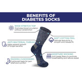 Extreme Fit Wholesale - 2-Pairs: Non-Binding Loose Fit Cotton Diabetic Crew Socks