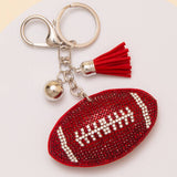 SP Sophia Collection - Gameday Rhinestone Pave Tassel Football Keychain: Red