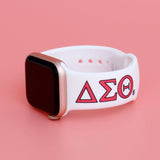 PinktownUSA - DST Sorority White Red 1913 Watch Band Strap Women: Red and White / Rhodium / Adjustable