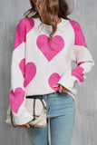 Suhkasana - Valentine Heart Knit Sweater Pink Red Pullover Size: L