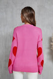 Suhkasana - Valentine Heart Knit Sweater Pink Red Pullover Size: M