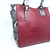 YOUZEY - Crossbody Tote Python Print 3 Piece Set: Red