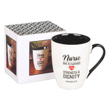 Christian Art Gifts - Ceramic Strength & Dignity Nurse Coffee Mug - Proverbs 31:25