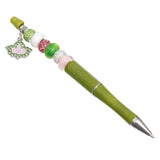 PinktownUSA - AKA Sorority Bling Bead and Ivy Charm Green Pen: Pink and Green / Rhodium / 5.65 inches