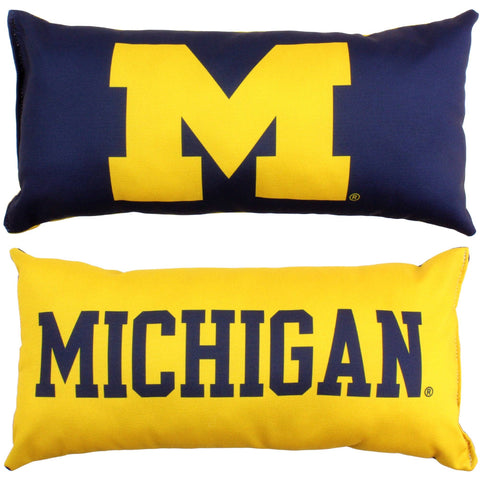 Everything Comfy - Michigan Wolverines 2 Sided Bolster Travel Pillow, 16" x 6", Made in the USA