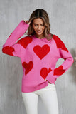Suhkasana - Valentine Heart Knit Sweater Pink Red Pullover Size: XL