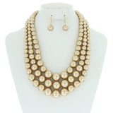 SP Sophia Collection - Multi-Strand Pearl Bead Necklace Earring Set : Green