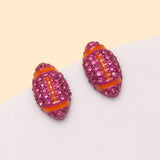SP Sophia Collection - Gameday Two-Tone Rhinestone Pave Football Stud Earrings: Red