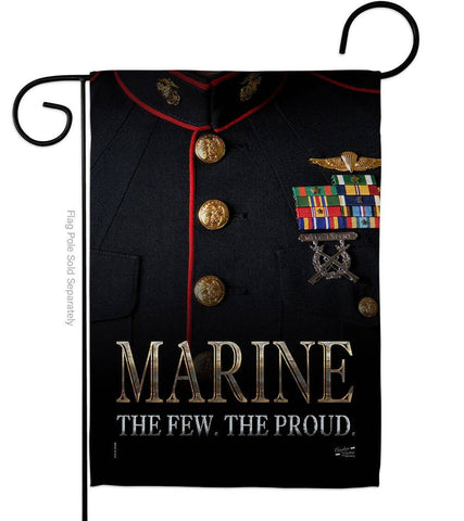 Two Group Flag Co - Dress Blue Marine Armed Forces Military Corps Decor Flag: Garden Flag 13" x 18.5" Only / Double Sided-Thick Fabric