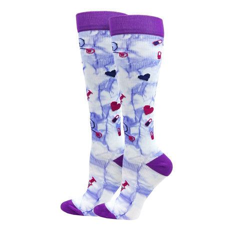 Think Medical Wholesale - Tie-Dye Premium Compression Med Icon's XL Socks