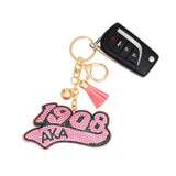 PinktownUSA - AKA Sorority 1908 Pink Padded Keychain Clip: Pink and Green / Gold / 6 x 3.25 inches