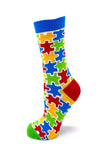 Fabdaz - Colorful Autism Awareness Puzzle Pieces Women's Crew Socks