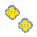 PinktownUSA - Blue Gold Sorority Studs: - / Rhodium / 1 x 1 inches
