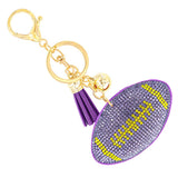 SP Sophia Collection - Gameday Rhinestone Pave Tassel Football Keychain: Orange