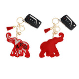 PinktownUSA - DST Sorority Elephant Red Padded Keychain: Red and White / Gold / 6.5 x 4 inches