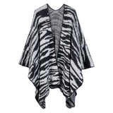 PinktownUSA - Kimono Cardigan Poly Black Zebra Knit for Women: Black and White / Multi Tone / 31.5 x 43.3 inches