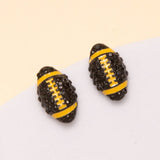 SP Sophia Collection - Gameday Two-Tone Rhinestone Pave Football Stud Earrings: Red