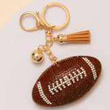 SP Sophia Collection - Gameday Rhinestone Pave Tassel Football Keychain: Orange