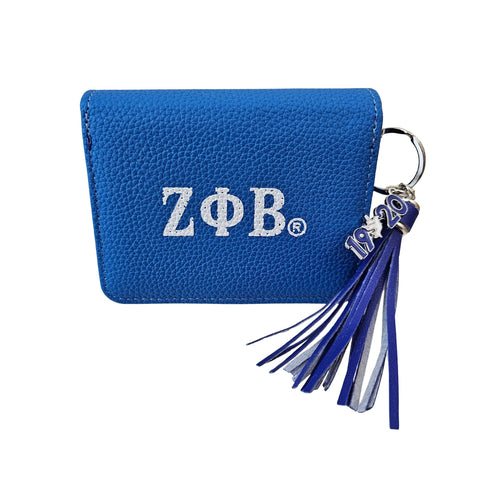 PinktownUSA - ZPB Sorority Blue Tassel Keychain Zipper Wallet: Color: Blue / Plating: Faux Leather / Size: 4.55 x 1.5 x 3.75 inches