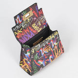 3AM BY H&D ACCESSORIES - Multi Graffiti Mini Handle Bag: Black