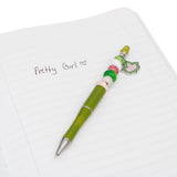 PinktownUSA - AKA Sorority Bling Bead and Ivy Charm Green Pen: Pink and Green / Rhodium / 5.65 inches