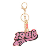 PinktownUSA - AKA Sorority 1908 Pink Padded Keychain Clip: Pink and Green / Gold / 6 x 3.25 inches