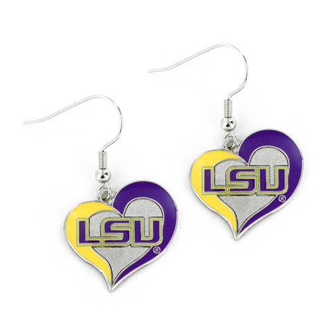Aminco USA - NCAA LSU Tigers Swirl Heart Earrings