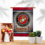 Two Group Flag Co - Semper Fi US Marine Armed Forces Military Corps Decor Flag: Garden Flag 13" x 18.5" Only / Double Sided-Thick Fabric