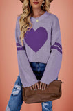 Suhkasana - Pink Heart Contrast Knit Sweater Womens Valentine Pullover Size: S