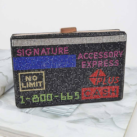 3AM BY H&D ACCESSORIES - Rhinestone Fashion Express Clutch: Multicolor