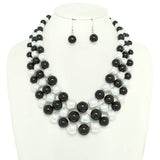 SP Sophia Collection - Multi-Strand Pearl Bead Necklace Earring Set : Green